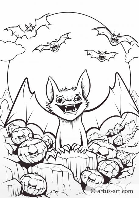 Página para colorear de una colonia de murciélagos vampiros